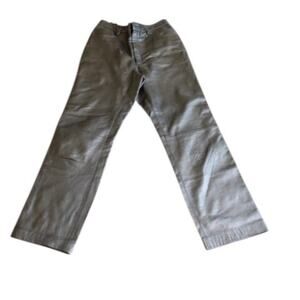 Vintage Womens Leather Pants Size 6 Dark Pewter Gray Almost Black Lined